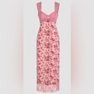 Cider Floral Pink Lace Maxi Dress